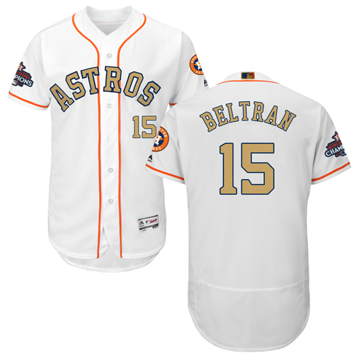 Astros 15 Carlos Beltran White 2018 Gold Program Flexbase Jersey