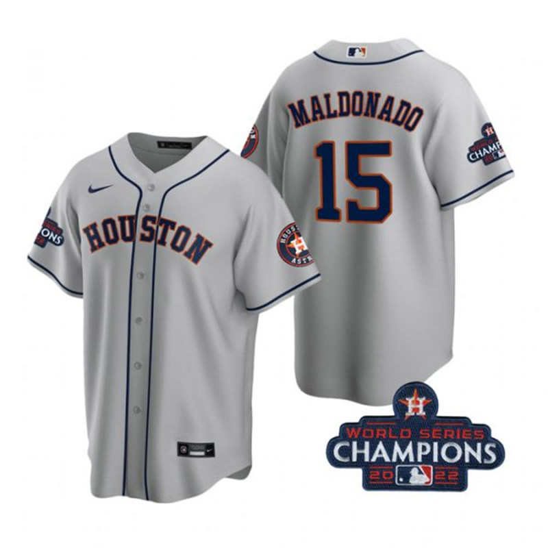 Astros 15 Martin Maldonado Gray 2022 World Series Champions Cool Base Jersey