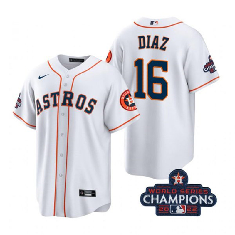 Astros 16 Aledmys Diaz White 2022 World Series Champions Cool Base Jersey