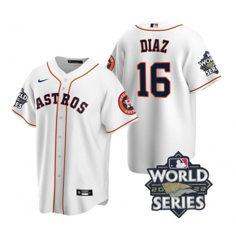 Astros 16 Aledmys Diaz White Nike 2022 World Series Cool Base Jersey