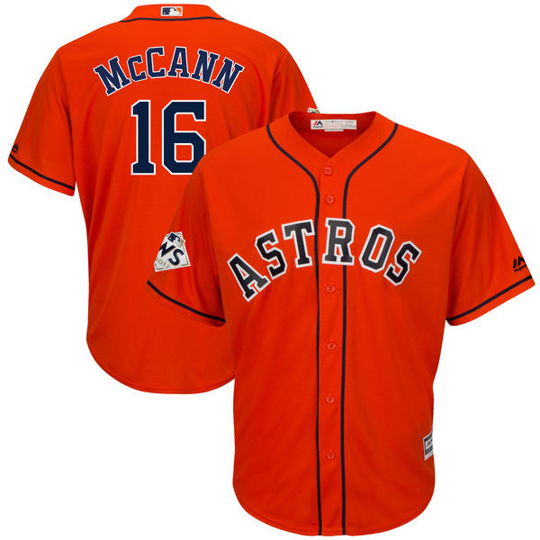 Astros 16 Brian McCann Orange 2017 World Series Bound Cool Base Player Jersey