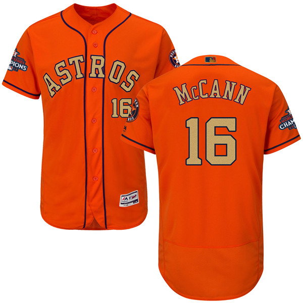 Astros 16 Brian McCann Orange 2018 Gold Program Flexbase Jersey