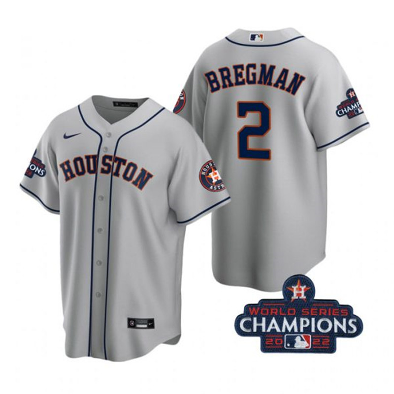 Astros 2 Alex Bregman Gray 2022 World Series Champions Cool Base Jersey