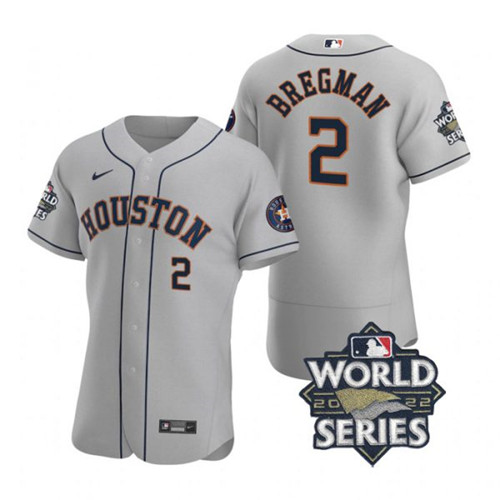 Astros 2 Alex Bregman Gray Nike 2022 World Series Flexbase Jersey