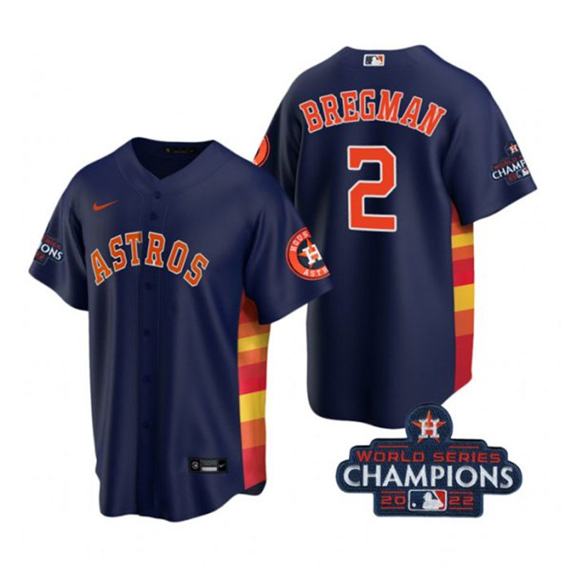 Astros 2 Alex Bregman Navy 2022 World Series Champions Cool Base Jersey