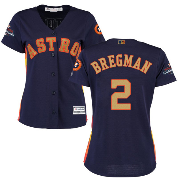 Astros 2 Alex Bregman Navy Women 2017 World Series Champions Cool Base Jersey