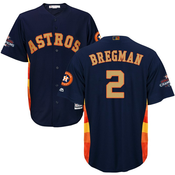 Astros 2 Alex Bregman Navy Youth 2018 Gold Program Cool Base Jersey