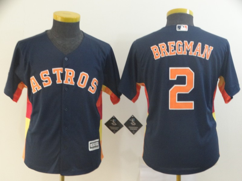 Astros 2 Alex Bregman Navy Youth Cool Base Jersey