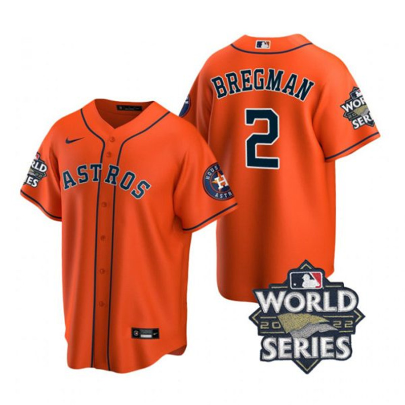 Astros 2 Alex Bregman Orange Nike 2022 World Series Cool Base Jersey