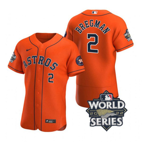 Astros 2 Alex Bregman Orange Nike 2022 World Series Flexbase Jersey