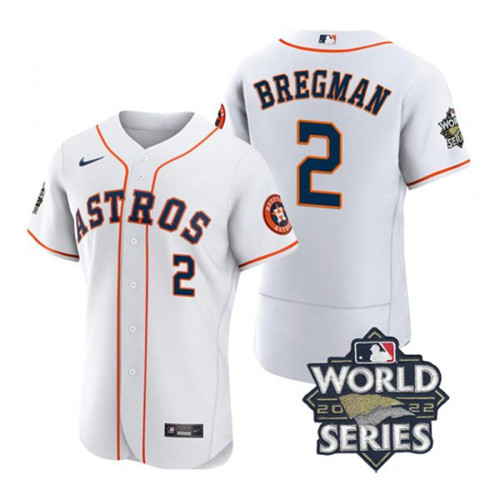 Astros 2 Alex Bregman White Nike 2022 World Series Flexbase Jersey