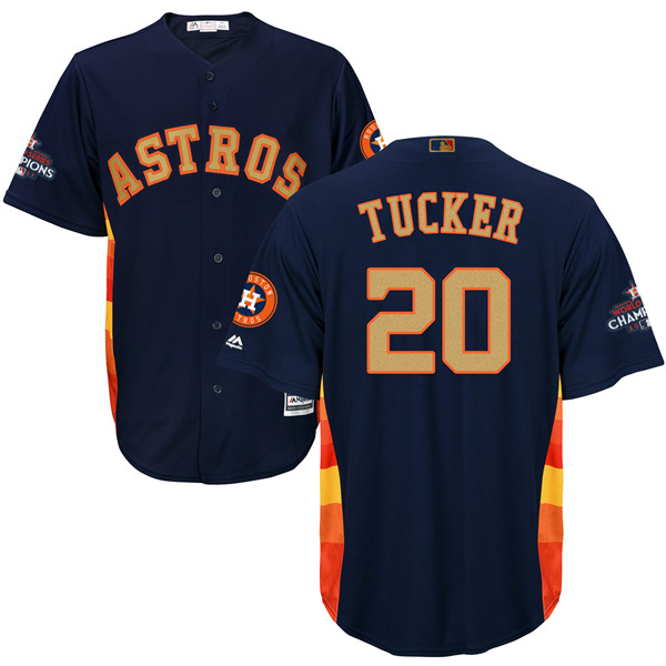 Astros 20 Preston Tucker Navy 2018 Gold Program Cool Base Jersey