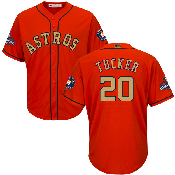 Astros 20 Preston Tucker Orange 2018 Gold Program Cool Base Jersey