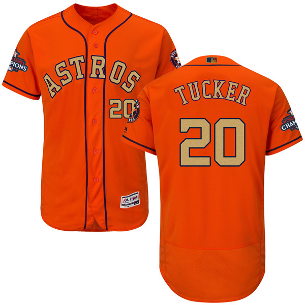 Astros 20 Preston Tucker White 2018 Gold Program Flexbase Jersey