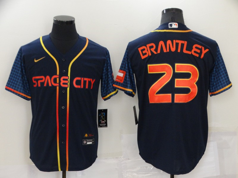 Astros 23 Michael Brantley Navy Nike 2022 City Connect Cool Base Jerseys