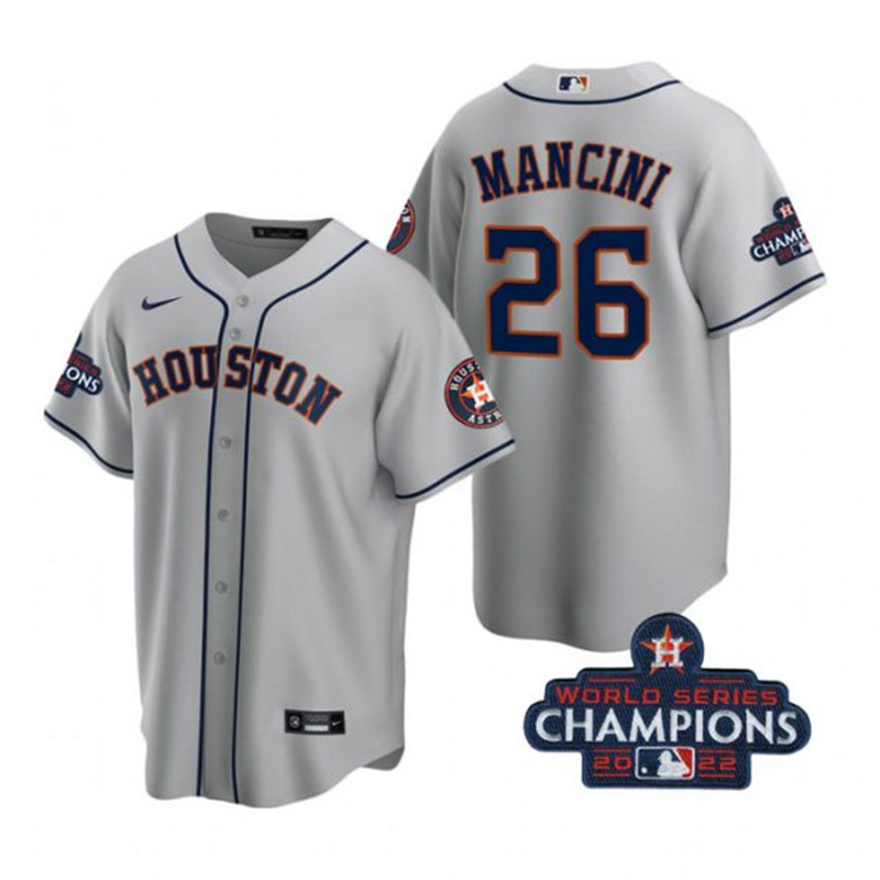 Astros 26 Trey Mancini Gray 2022 World Series Champions Cool Base Jersey