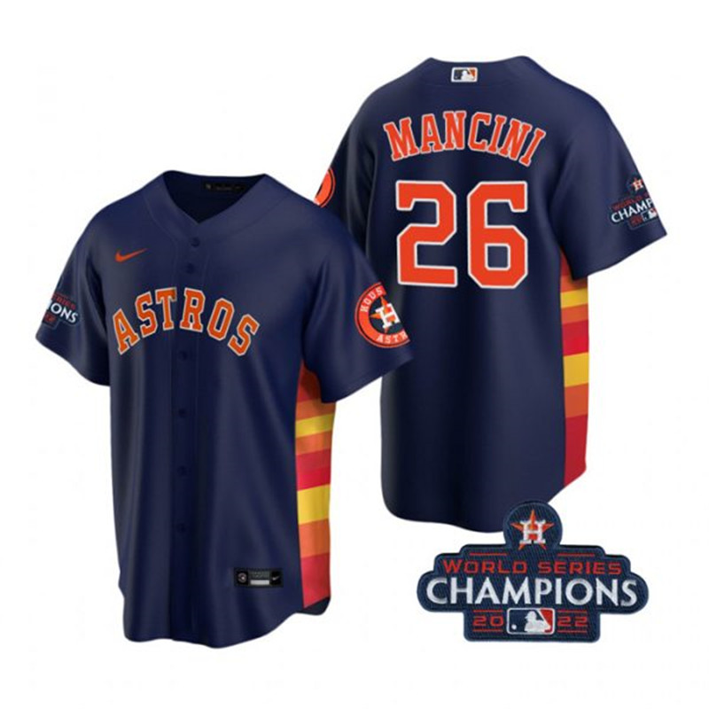 Astros 26 Trey Mancini Navy 2022 World Series Champions Cool Base Jersey