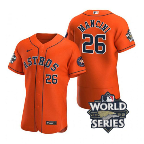 Astros 26 Trey Mancini Orange Nike 2022 World Series Flexbase Jersey