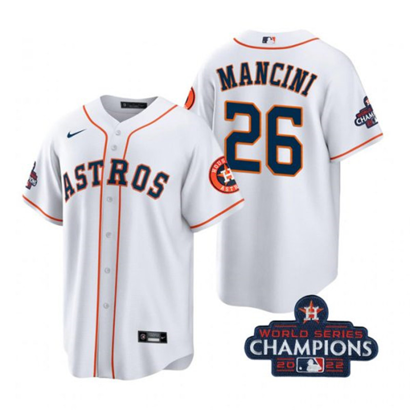 Astros 26 Trey Mancini White 2022 World Series Champions Cool Base Jersey