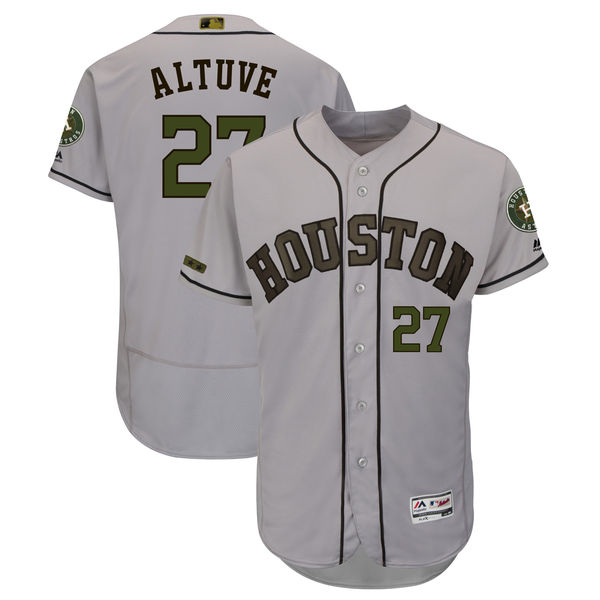 Astros 27 Jose Altuve Gray 2018 Memorial Day Flexbase Jersey