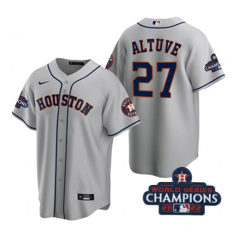 Astros 27 Jose Altuve Gray 2022 World Series Champions Cool Base Jersey