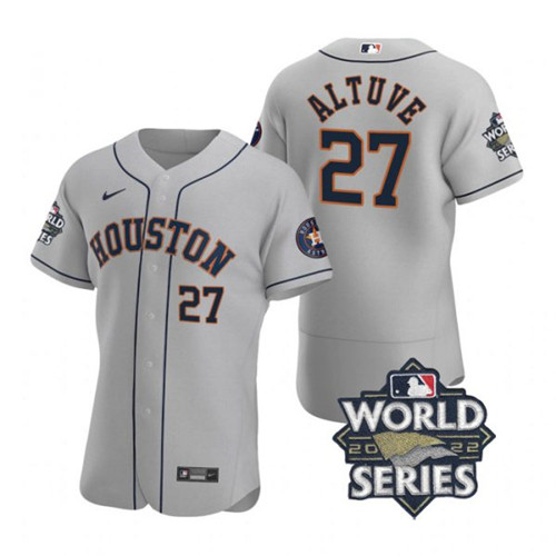 Astros 27 Jose Altuve Gray Nike 2022 World Series Flexbase Jersey