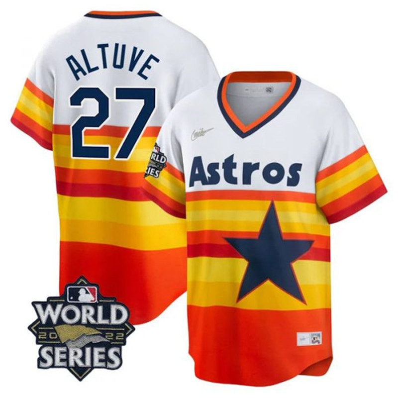 Astros 27 Jose Altuve Multi Color Nike 2022 World Series Cool Base Jersey