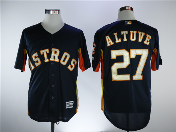 Astros 27 Jose Altuve Navy 2018 Gold Program Cool Base Jersey