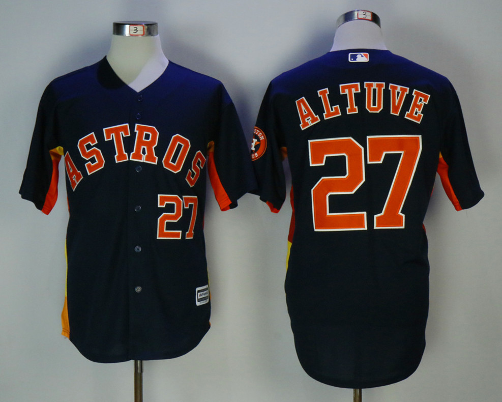 Astros 27 Jose Altuve Navy Cool Base Jersey