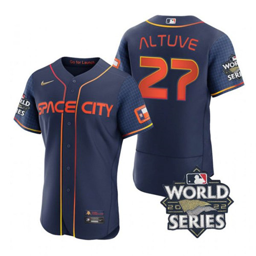 Astros 27 Jose Altuve Navy Nike 2022 World Series City Connect Flexbase Jersey