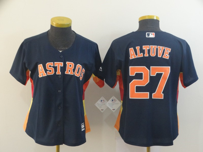 Astros 27 Jose Altuve Navy Women Cool Base Jersey