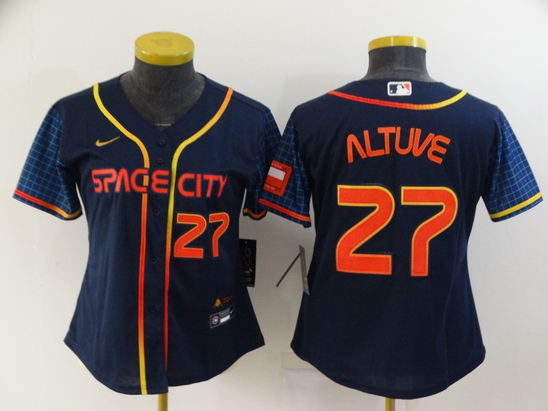 Astros 27 Jose Altuve Navy Women Nike 2022 City Connect Cool Base Jerseys