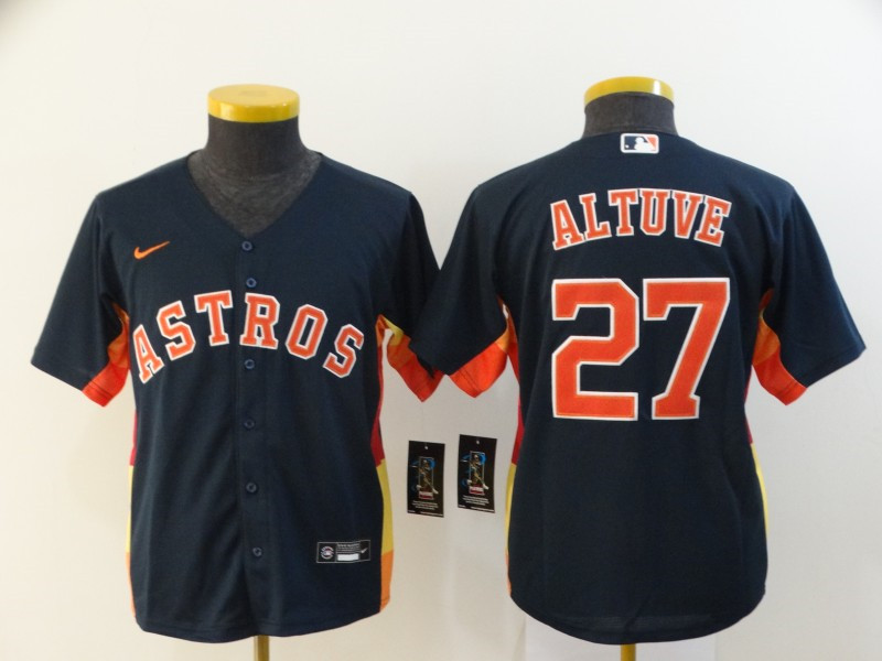 Astros 27 Jose Altuve Navy Youth 2020 Nike Cool Base Jersey