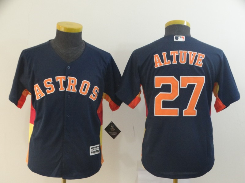 Astros 27 Jose Altuve Navy Youth Cool Base Jersey