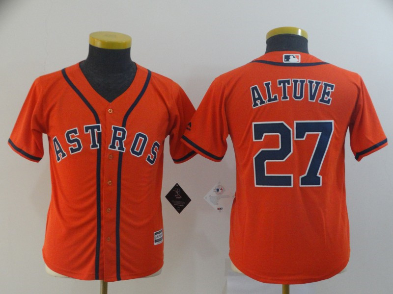 Astros 27 Jose Altuve Orange Youth Cool Base Jersey
