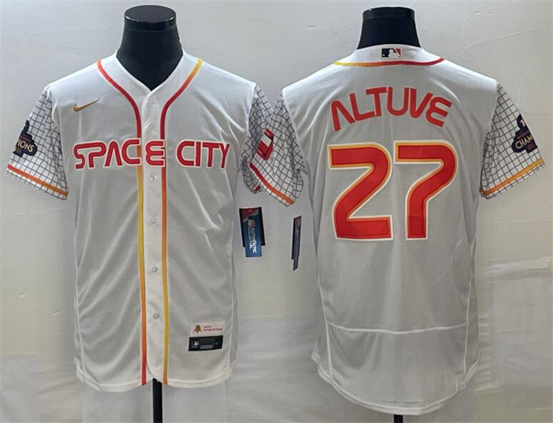 Astros 27 Jose Altuve White Nike 2022 City Connect World Serise Champions Patch Flexbase Jerseys