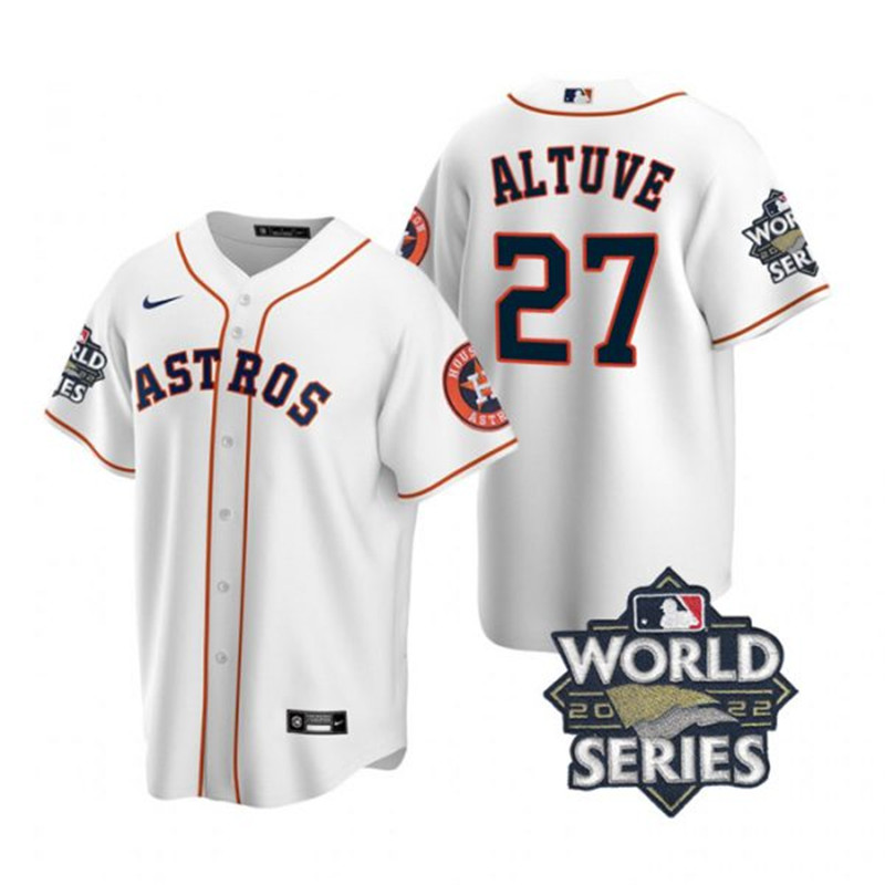 Astros 27 Jose Altuve White Nike 2022 World Series Cool Base Jersey