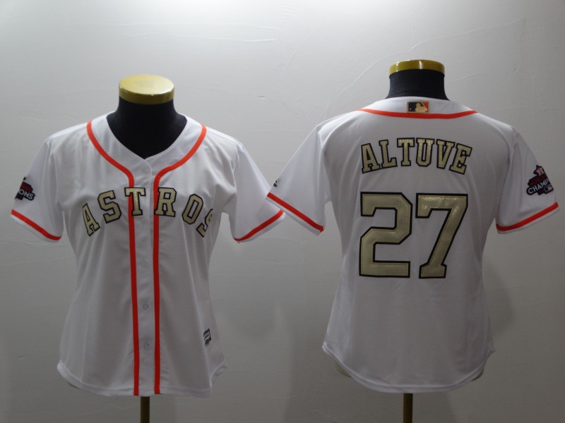 Astros 27 Jose Altuve White Women 2017 World Series Champions Cool Base Player Jersey