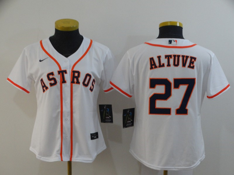 Astros 27 Jose Altuve White Women 2020 Nike Cool Base Jersey