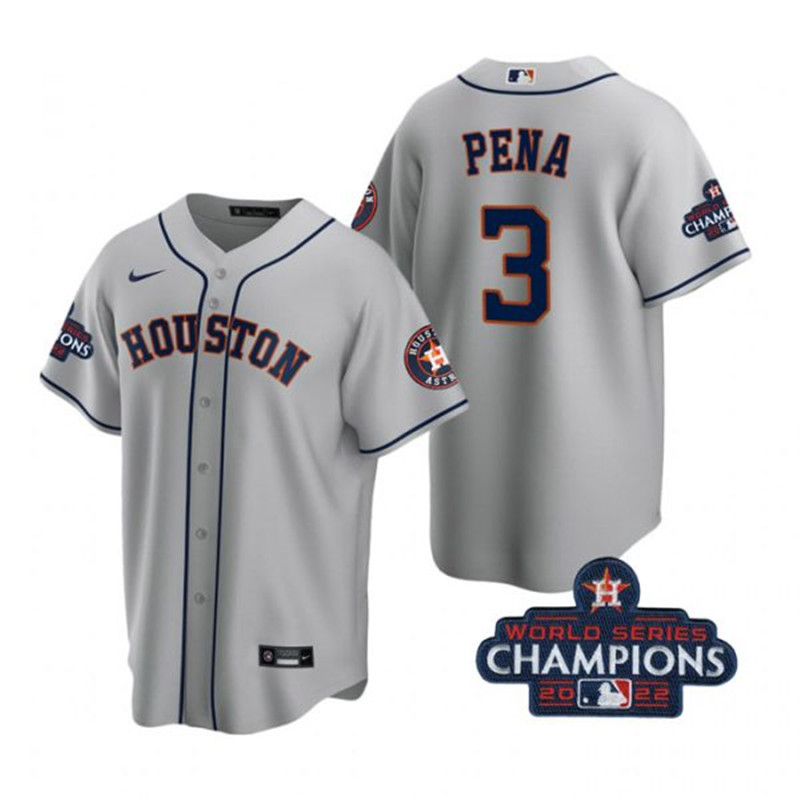 Astros 3 Jeremy Pena Gray 2022 World Series Champions Cool Base Jersey