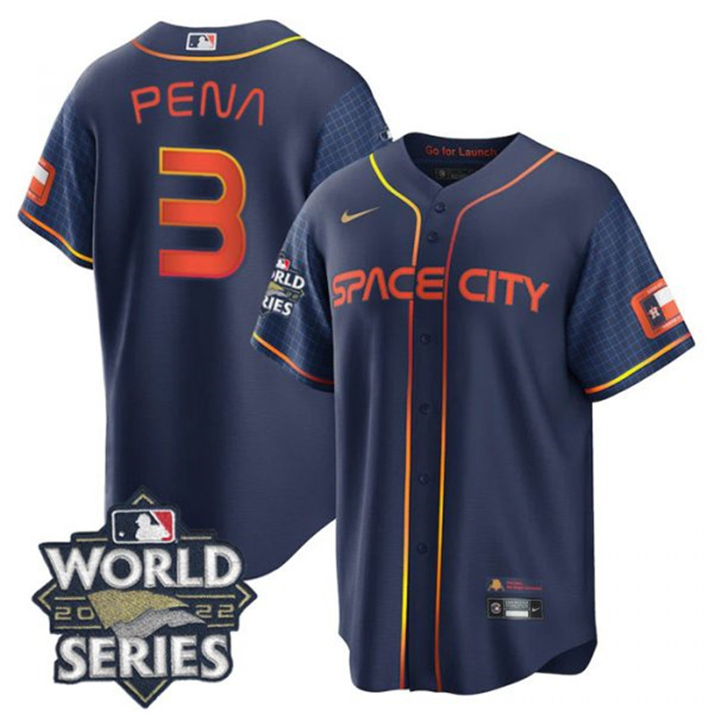 Astros 3 Jeremy Pena Navy Nike 2022 World Series City Connect Cool Base Jersey