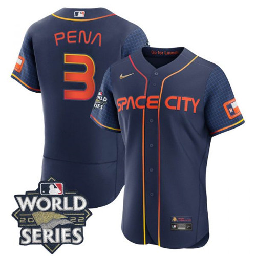 Astros 3 Jeremy Pena Navy Nike 2022 World Series City Connect Flexbase Jersey