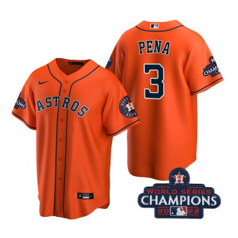 Astros 3 Jeremy Pena Orange 2022 World Series Champions Cool Base Jersey