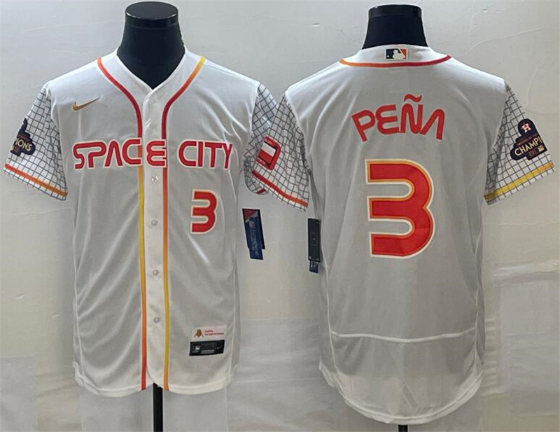 Astros 3 Jeremy Pena White Nike 2022 City Connect World Serise Champions Patch Flexbase Jerseys