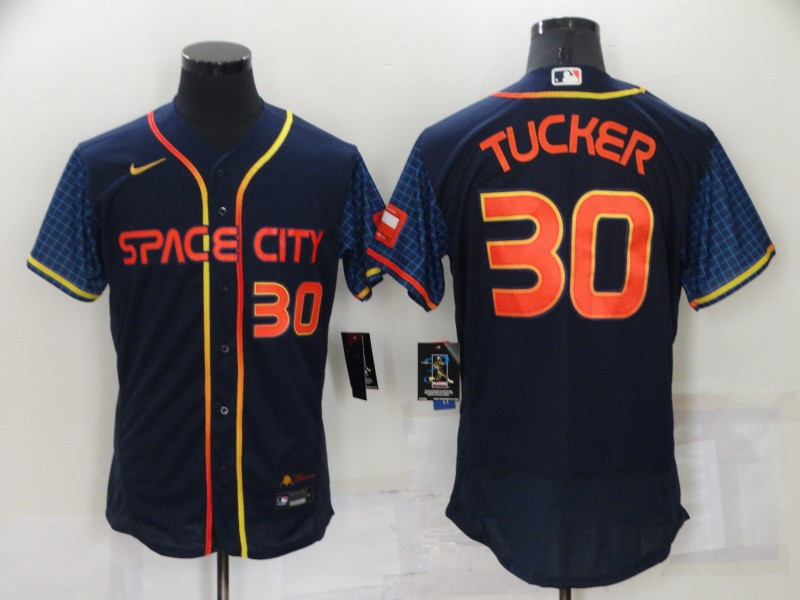 Astros 30 Kyle Tucker Navy Nike 2022 City Connect Flexbase Jersey