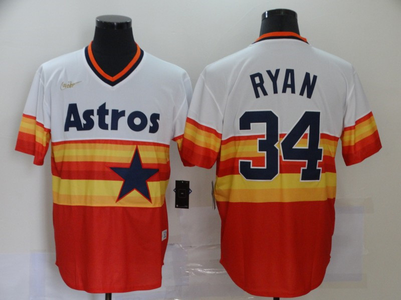 Astros 34 Nolan Ryan Multi Color Nike Throwback Jersey