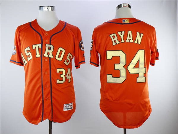 Astros 34 Nolan Ryan Orange 2018 Gold Program Flexbase Jersey