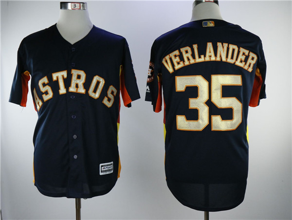 Astros 35 Justin Verlander Navy 2018 Gold Program Cool Base Jersey