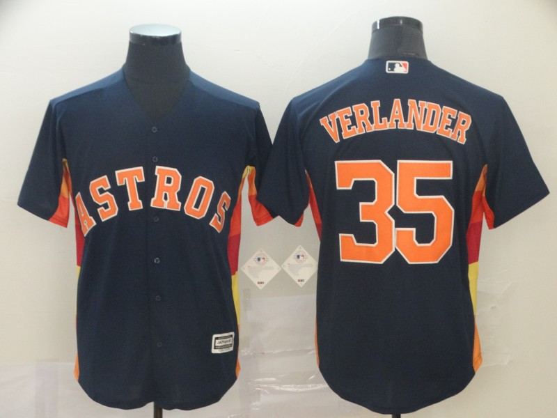 Astros 35 Justin Verlander Navy Cool Base Jersey