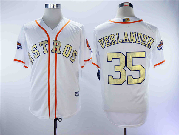 Astros 35 Justin Verlander White 2018 Gold Program Cool Base Jersey